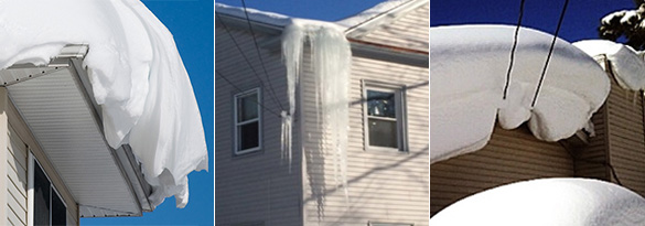 snow and ice buildup on a weatherhead