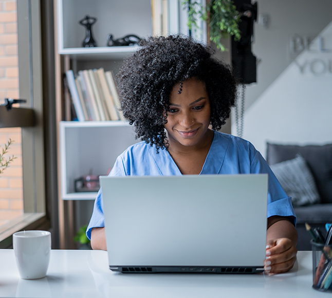 Woman working on her laptop