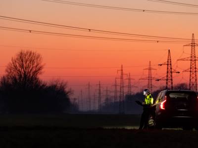 National Grid worker at sunset