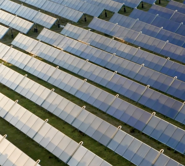 Solar panels on a solar farm