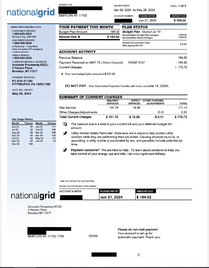 Budget Bill Page 1