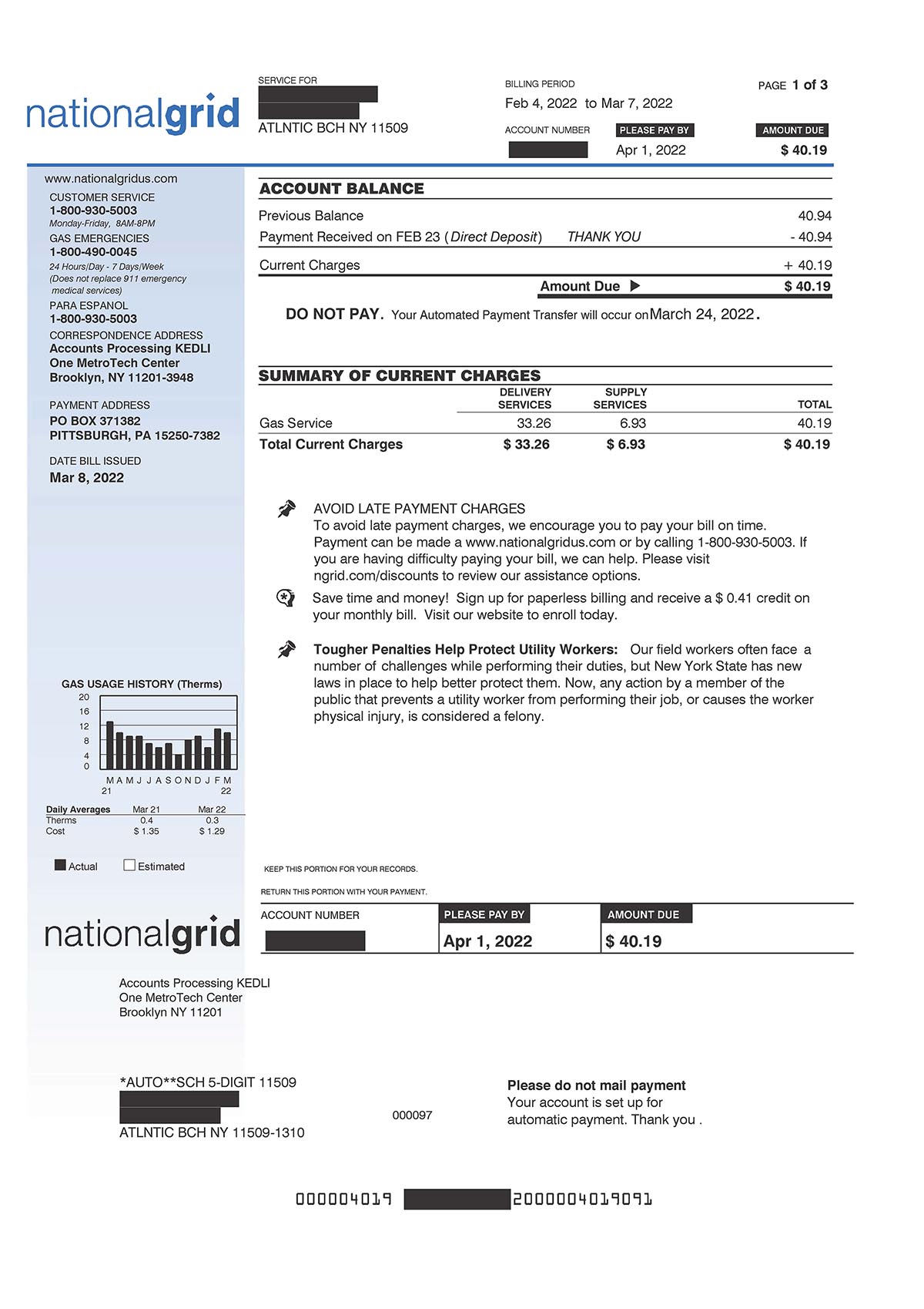 Basic Bill National Grid