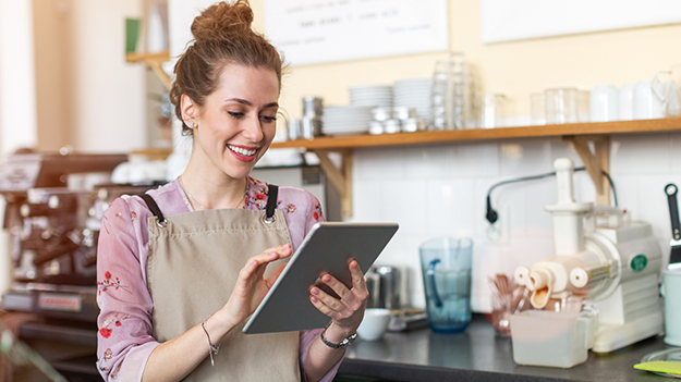 woman on tablet