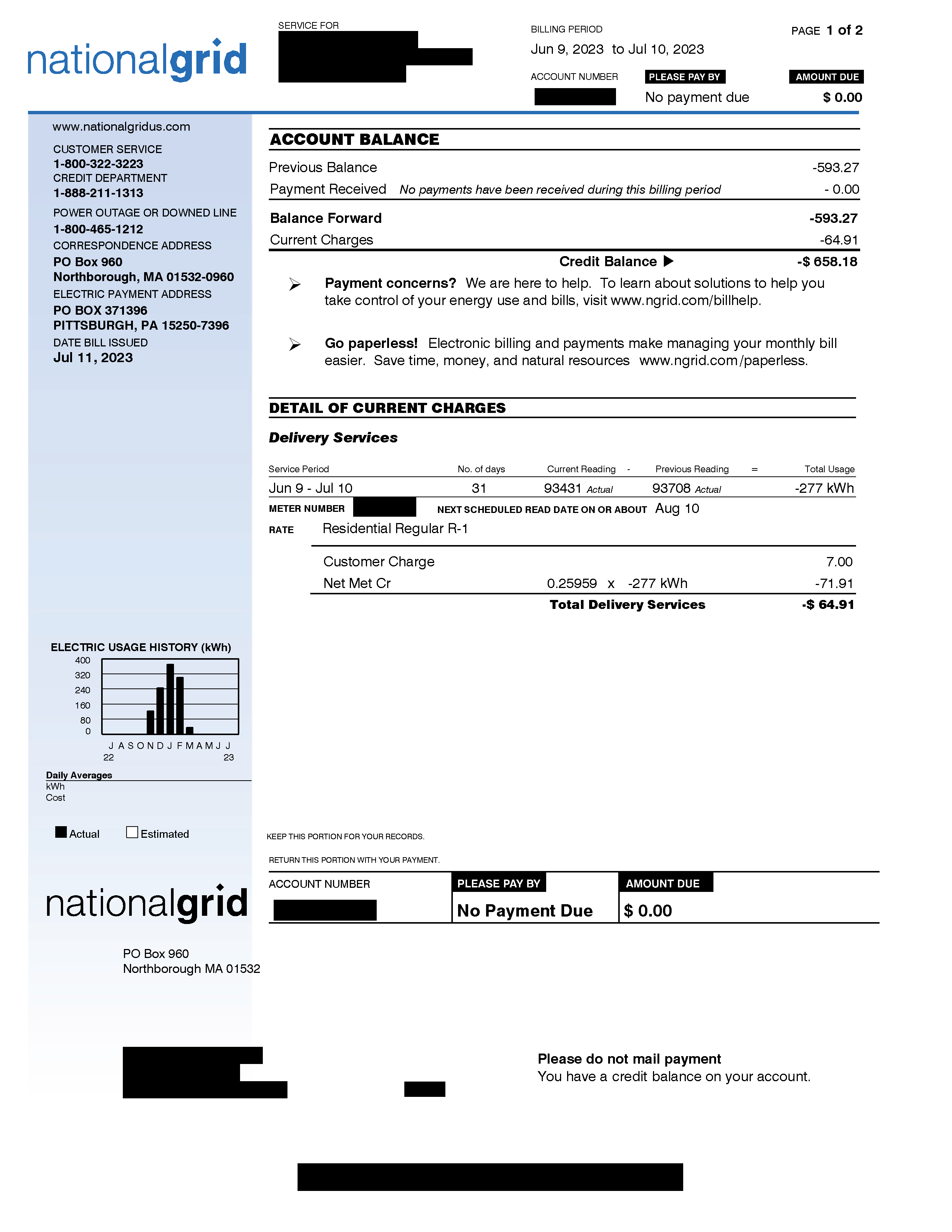 Solar – Net Metering Bill - Page One